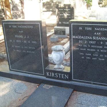 KIRSTEN Frans J.J. 1905-1983 &amp; Magdalena Susanna BASSON 1907-1982
