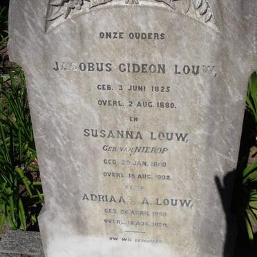 LOUW Jacobus Gideon 1825-1880 &amp; Susanna VAN NIEROP 1840-1902 :: LOUW Adriaan A. 1850-1898