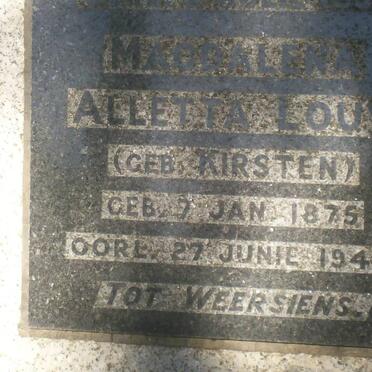 LOUW Magdalena Alletta nee KIRSTEN 1875-1947