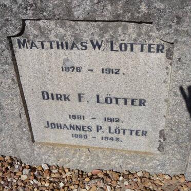 LÖTTER Matthias W. 1876-1912 :: LÖTTER Dirk F. 1881-1912 :: LÖTTER Johannes P. 1880-1943