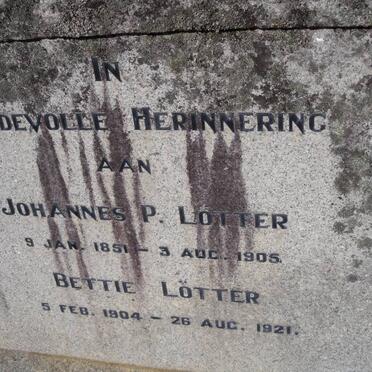 LÖTTER Johannes P. 1851-1905 :: LÖTTER Bettie 1904-1921