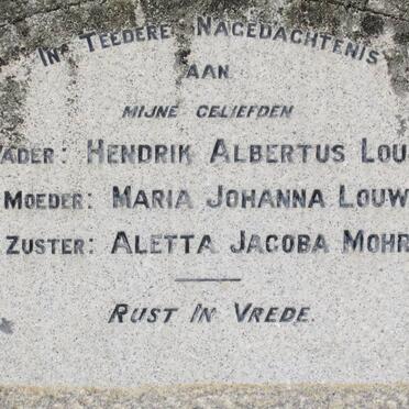 LOUW Hendrik Albertus &amp; Maria Johanna :: MOHR Aletta Jacoba