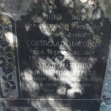 MYBURGH Coenraad Jacobus  1872-1917 &amp; Sarah Marthina Wilhelmina PEPLER voorheen MYBURGH nee LOUBSER 1874-1966