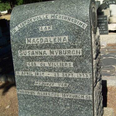 MYBURGH Magdalena Susanna nee DE VILLIERS 185?-1933