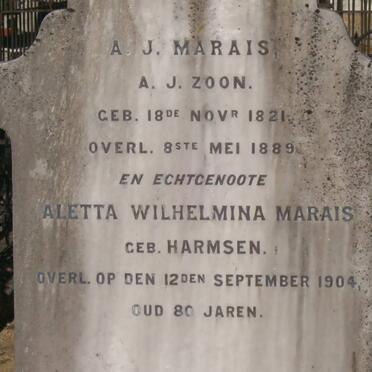 MARAIS A.J. 1821-1889 &amp; Aletta Wilhelmina HARMSEN -1904