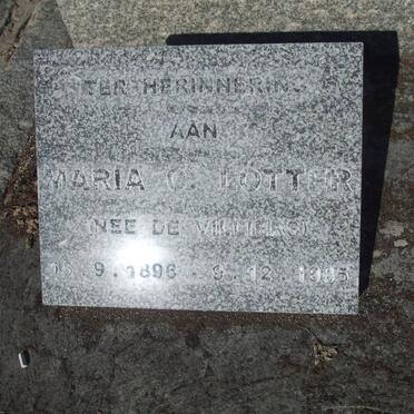 LOTTER Maria O. nee DE VILLIERS 1896-1985