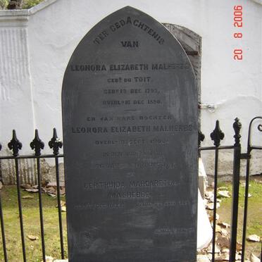 MALHERBE Leonora Elizabeth nee DU TOIT 1793-1880 :: MALHERBE Leonora Elizabeth 1900- :: MALHERBE Gertruida Margaretha 1823-1904