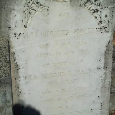 MALHERBE Roelof Charles 1835-1901 &amp; Anna Susanna ROUX 1839-1907