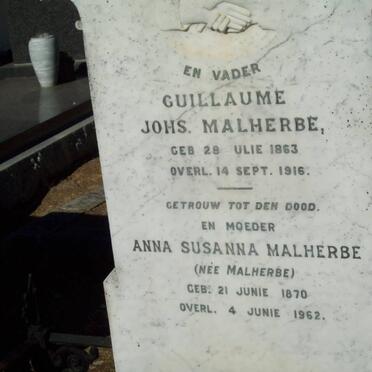 MALHERBE Guillaume Johs. 1863-1916 &amp; Anna Susanna MALHERBE 1870-1962