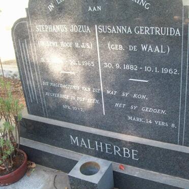 MALHERBE Stephanus Jozua 1884-1965 &amp; Susanna Gertruida DE WAAL 1882-1962