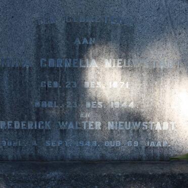 NIEUWSTADT Frederick Walter -1948 &amp; Ermina Cornelia 1871-1944