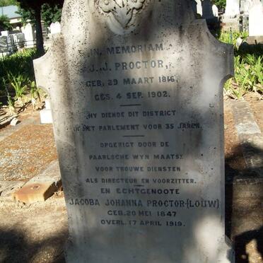 PROCTOR J.J. 1816-1902 &amp; Jacoba Johanna LOUW 1847-1919
