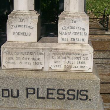 PLESSIS Cornelis Moll, du 1860-1925 &amp; Maria Cecilia ENSLIN 1865-1921