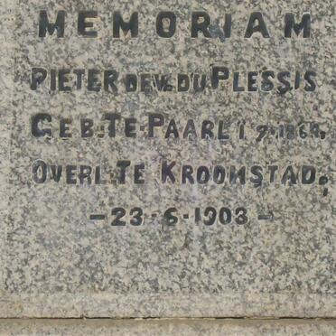 PLESSIS Pieter de W., du 1869-1903