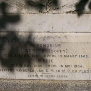PLESSIS Sophia, du  1888-1903 :: DU PLESSIS Marie 1899-1904