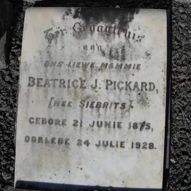PICKARD Beatrice J. nee SIEBRITS 1875-1928