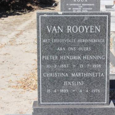 ROOYEN Pieter Hendrik Henning, van 1887-1978 &amp; Christina Marthinetta ENSLIN 1893-1978