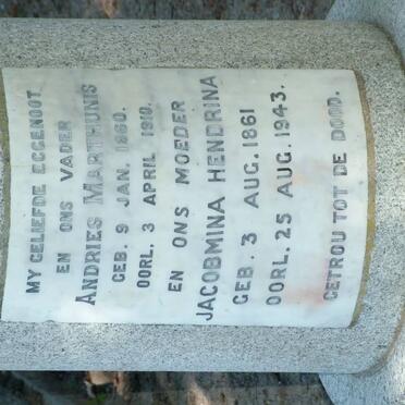 RICHARDT Andries Marthunis 1860-1910 &amp; Jacobmina Hendrina 1861-1943