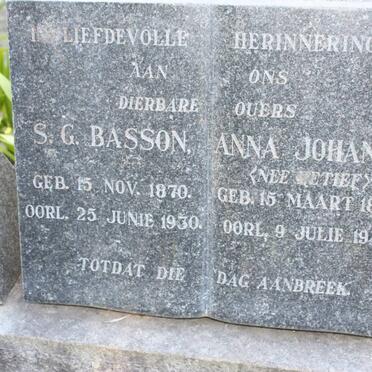 BASSON S.G. 1870-1930 &amp; Anna Johanna RETIEF 1874-1945