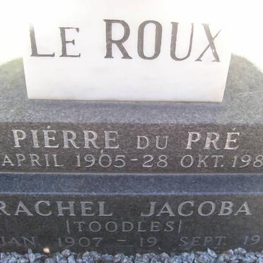 ROUX Piérre du Pré, le 1905-1986 &amp; Rachel Jacoba 1907-1996