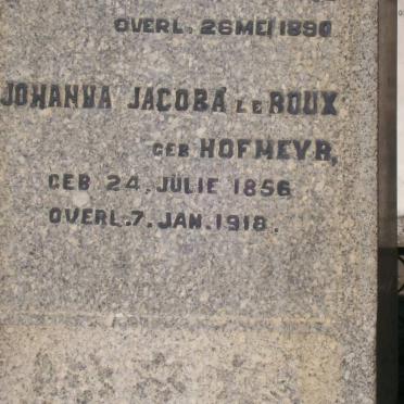 ROUX Johanna Jacoba, le nee HOFMEYR 1856-1918