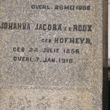 ROUX Johanna Jacoba, le nee HOFMEYR 1856-1918