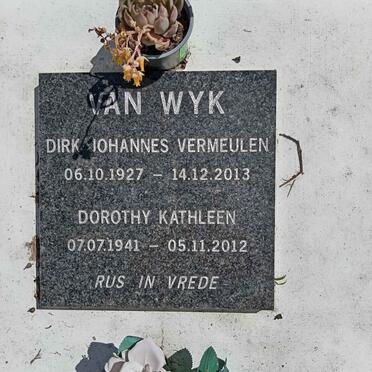 WYK Dirk Johannes Vermeulen, van 1927-2013 &amp; Dorothy Kathleen 1941-2012