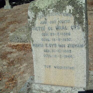 UYS Pieter de Waal 1880-1930 &amp; Maria E. ZEEMAN 1882-1944