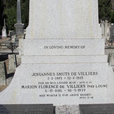 VILLIERS Johannes Smuts, de 1883-1943 &amp; Marion Florence LOUW 1886-1977