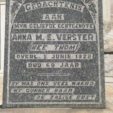 VERSTER Anna M.E. nee THOM -1928