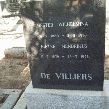 VILLIERS Pieter Hendrikus, de 1876-1958 &amp; Hester Wilhelmina 1880-1938