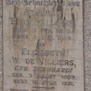 VILLIERS Abraham B., de 1837-1885 &amp; Elizabeth W. BERNHARDI 1837-1921