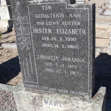 WAHL Cornelia Johanna 1879-1963 :: WAHL Hester Elizabeth 1890-1960