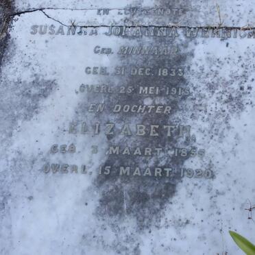WERNICH Susanna Johanna nee MINNAAR 1833-1915 :: WERNICH Elizabeth 1855-1920