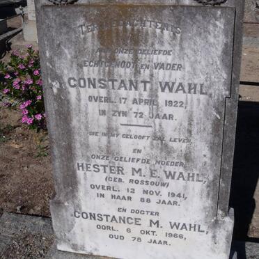 WAHL Constant -1922 &amp; Hester M.E. ROSSOUW -1941 :: WAHL Constance M. -1966