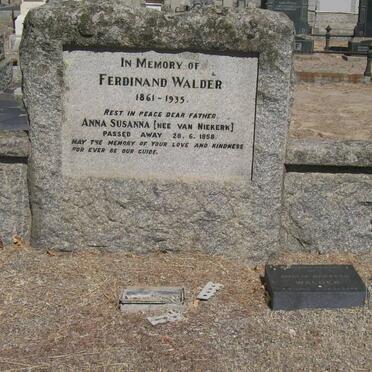 WALDER Ferdinand 1861-1935 &amp; Anna Susanna VAN NIEKERK -1958 :: WALDER Amelia Barbera 1902-1999