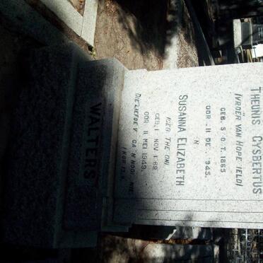 WALTERS Theunis Gysbertus 1865-1945 &amp; Susanna Elizabeth THERON 1869-1949 