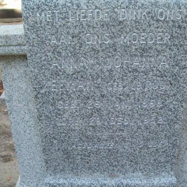 ZEEMAN Anna Johanna nee LE ROUX 1868-1952