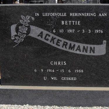 ACKERMANN Chris 1914-1988 &amp; Bettie 1917-1976