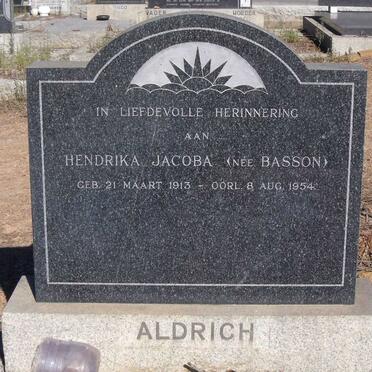 ALDRICH Hendrika Jacoba nee BASSON 1913-1954