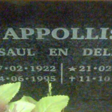 APPOLLIS Saul 1922-1995 &amp;  Delia 1921-1996