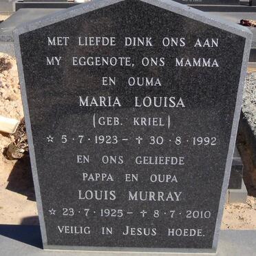 BARRY Louis Murray 1925-2010 &amp; Maria Louisa KRIEL 1923-1992