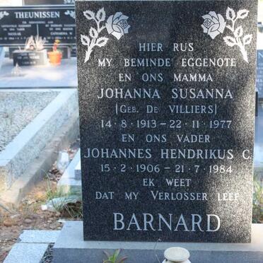 BARNARD Johannes Hendrikus C. 1906-1984 &amp; Johanna Susanna DE VILLIERS 1913-1977