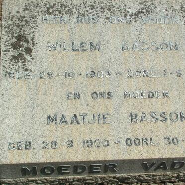 BASSON Willem 1903-1955 &amp; Maatjie 1900-197?