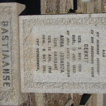 BASTIAANSE Gerrit 1910-1952 &amp; Anna Johanna HAMMAN 1910-1961