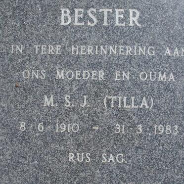 BESTER M.S.J. 1910-1983