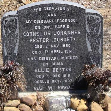 BESTER Cornelius Johannes 1920-1961 &amp; Ellie 1919-2007