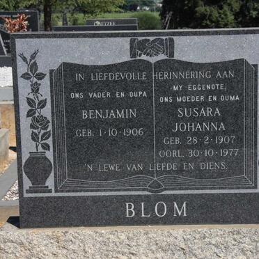BLOM Benjamin 1906- &amp; Susara Johanna 1907-1977