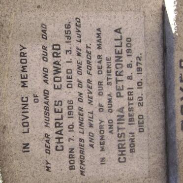 BOYES Charles Edward 1906-1956 &amp; Christina Petronella BESTER 1900-1972