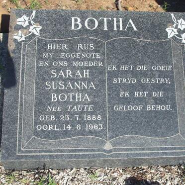 BOTHA Sarah Susanna nee TAUTE 1888-1963